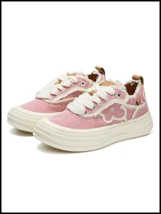 Shoes - Retro Ribbon Lace-Up Sneakers with Memory Foam Insole
